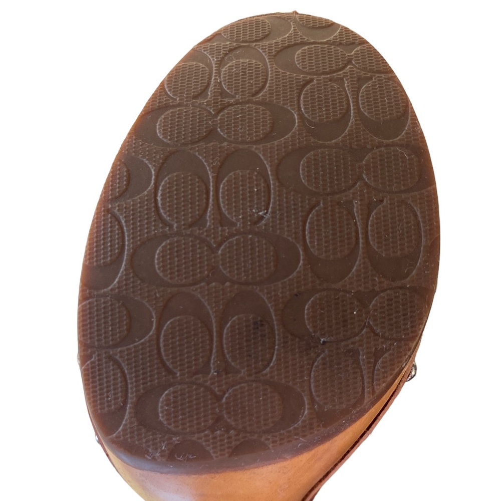 COACH Vintage Bacall Signature Logo Blue Platform Heeled Clogs Mules - 5 - Picture 12 of 14